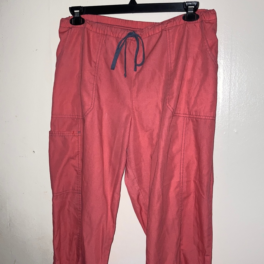 Pink with grey lining and draw string